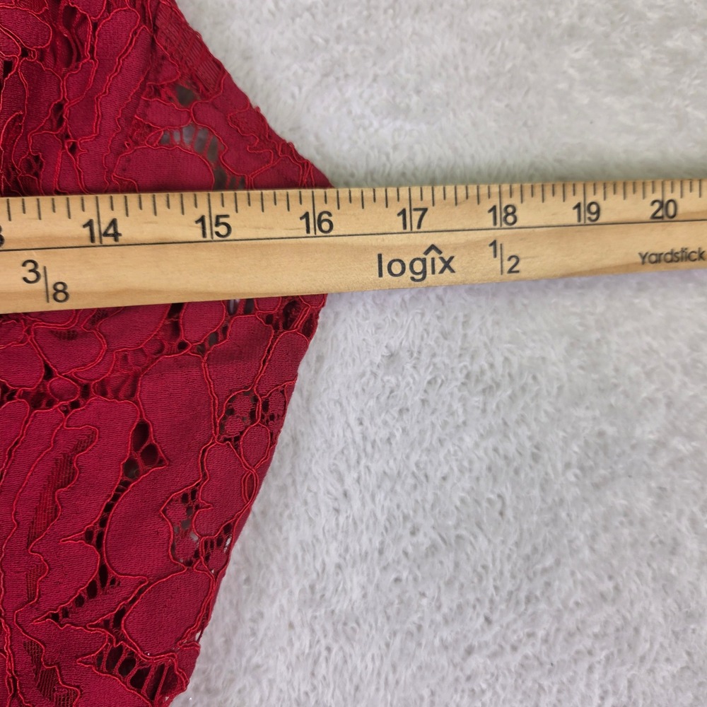 Fashion Nova Dropping Hints Lace Dress Burgundy Red Floral Midi DR5907N Size L - Picture 2 of 7